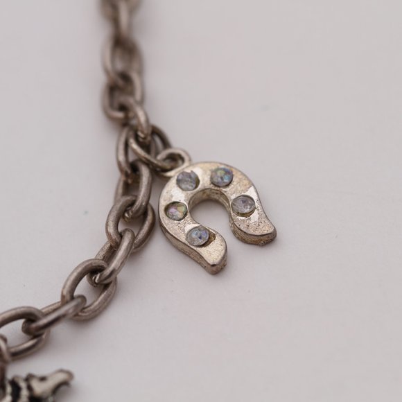 Three Horses and Two Sparkly Lucky Horseshoes Charms Bracelet - Picture 2 of 6